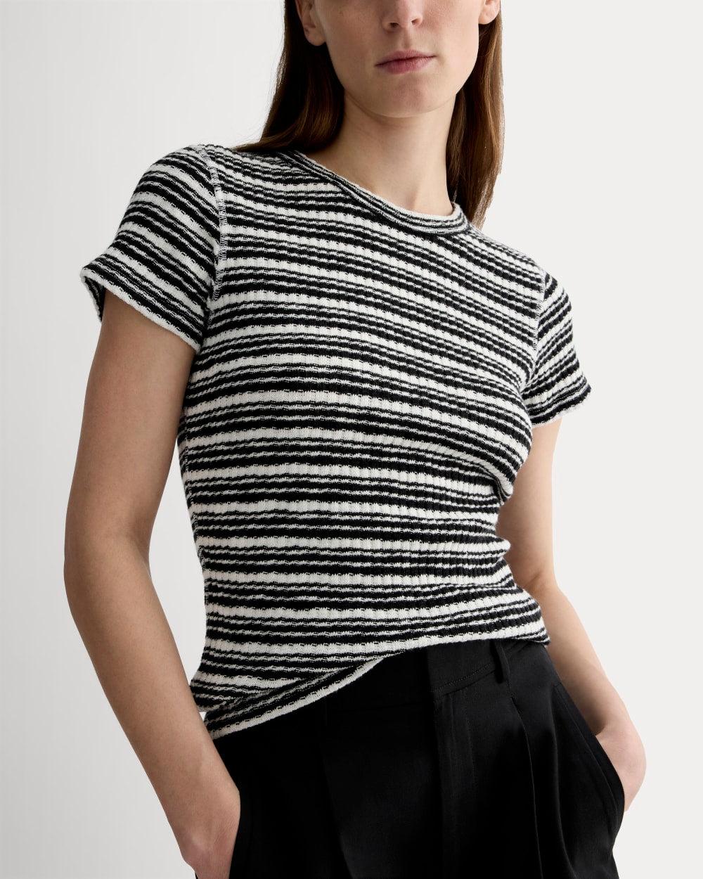 The Cozy Rib Tee | Bone / Black - Image 4