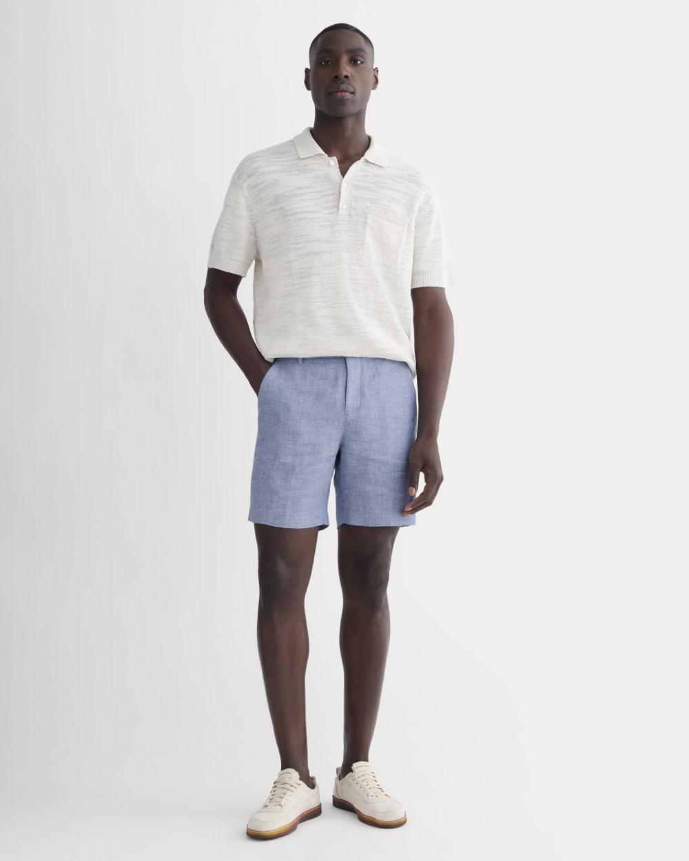 The 7 Linen Trouser Short | Chambray - Image 3