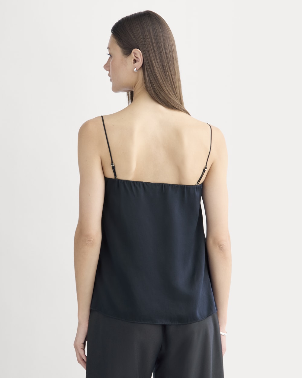 Thin Strap Cami in Silk Charmeuse | Navy - Image 5