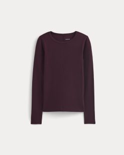 Alternative view of The Luxe Rib Long-Sleeve Crew | Heathered Port Royale