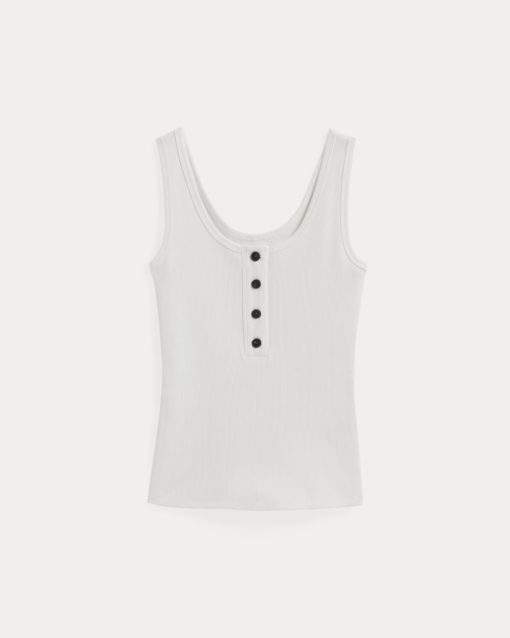Alternative view of The Selfie Henley Tank | White