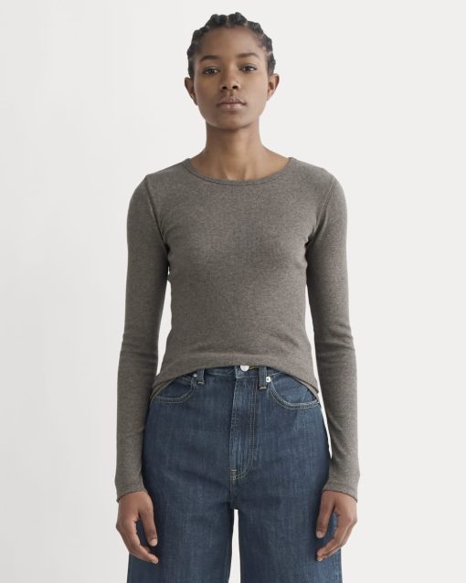 The Luxe Rib Long-Sleeve Crew | Washed Heathered Fatigue