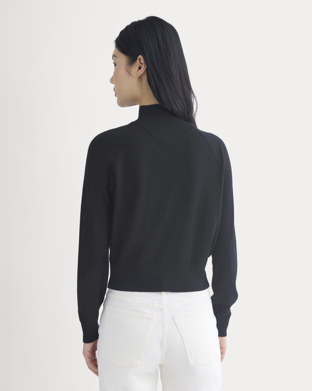 Mockneck Sweater In Ultrafine Merino | Black - Image 5