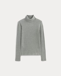 Alternative view of The Luxe Rib Turtleneck | Washed Heathered Grey