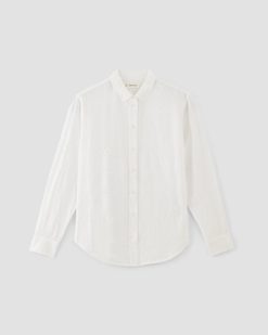 Alternative view of The Linen Eyelet Relaxed Shirt | White Eyelet