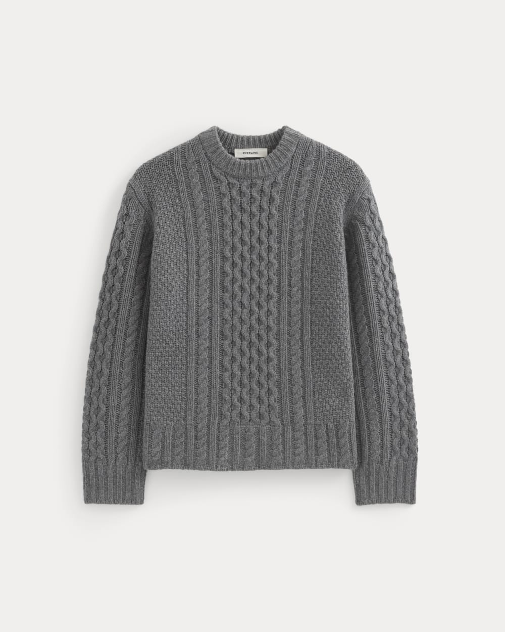 Cable Sweater in Luxe Merino | Heathered Mid-Grey - Image 2