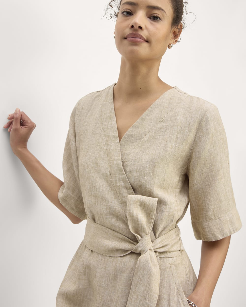 The Wrap Dress in Linen | Cornstalk Chambray - Image 3