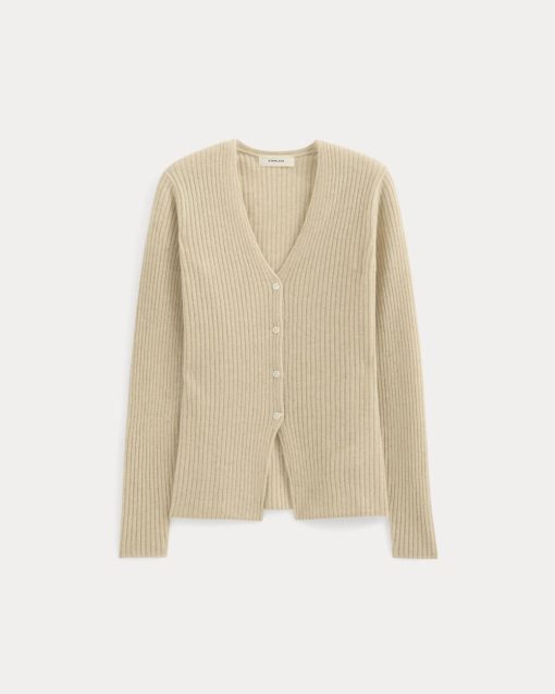 Alternative view of Cashmere Ribbed V-Neck Cardigan | Heather Light Camel