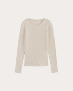Alternative view of The Luxe Rib Long-Sleeve Crew | Heathered Oat