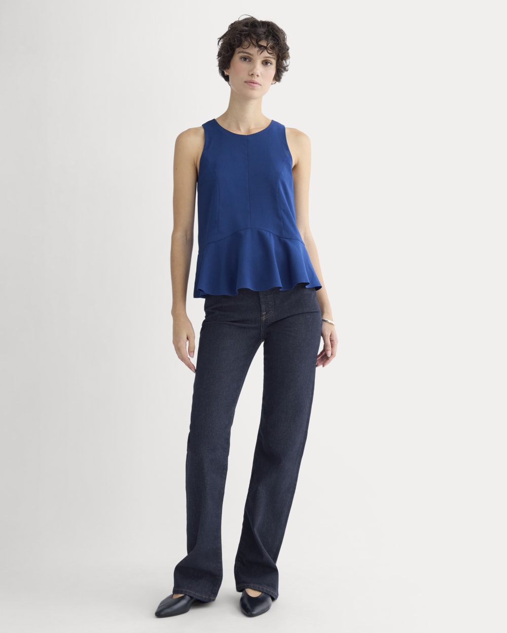 Sleeveless Peplum Top | Estate Blue - Image 3