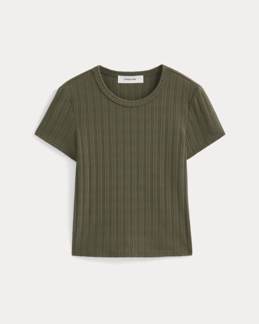 Alternative view of Cropped Crew in Pointelle | Olive Night