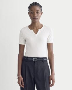 The Shimmy V-Neck Top | Bone