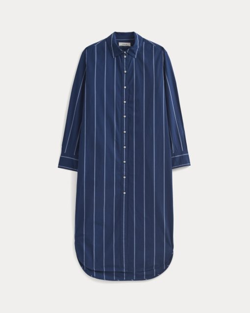 Alternative view of Midi Shirtdress in Ultrasoft Cotton | Estate Blue/Open Air/White