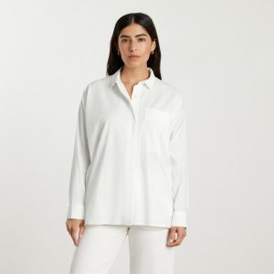 Alternative view of The Oversized Silky Cotton Shirt | White