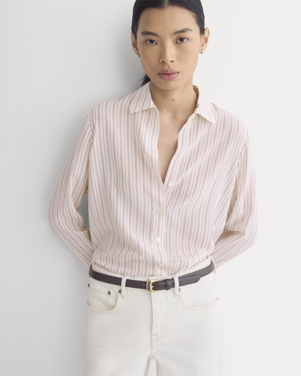 The Must-Have Shirt in Washable Silk | Bone / Rose