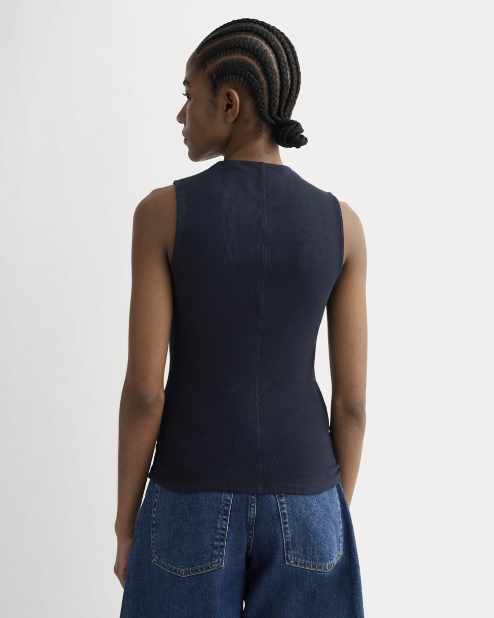 The Luxe Rib Funnel-Neck Tank | Navy - Image 4