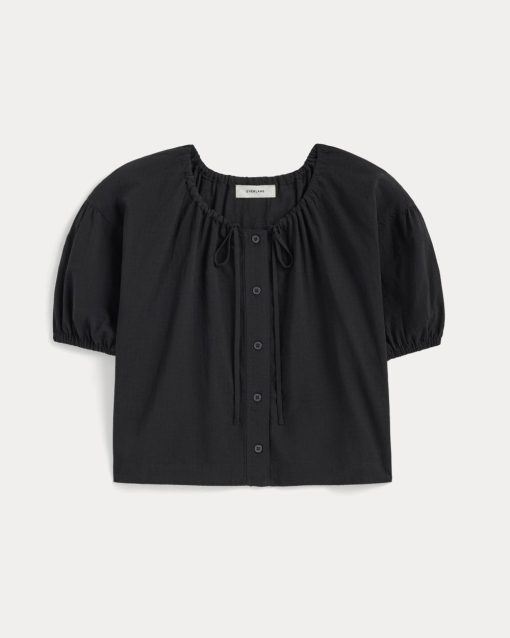 Alternative view of The Gauze Button-Up | Black