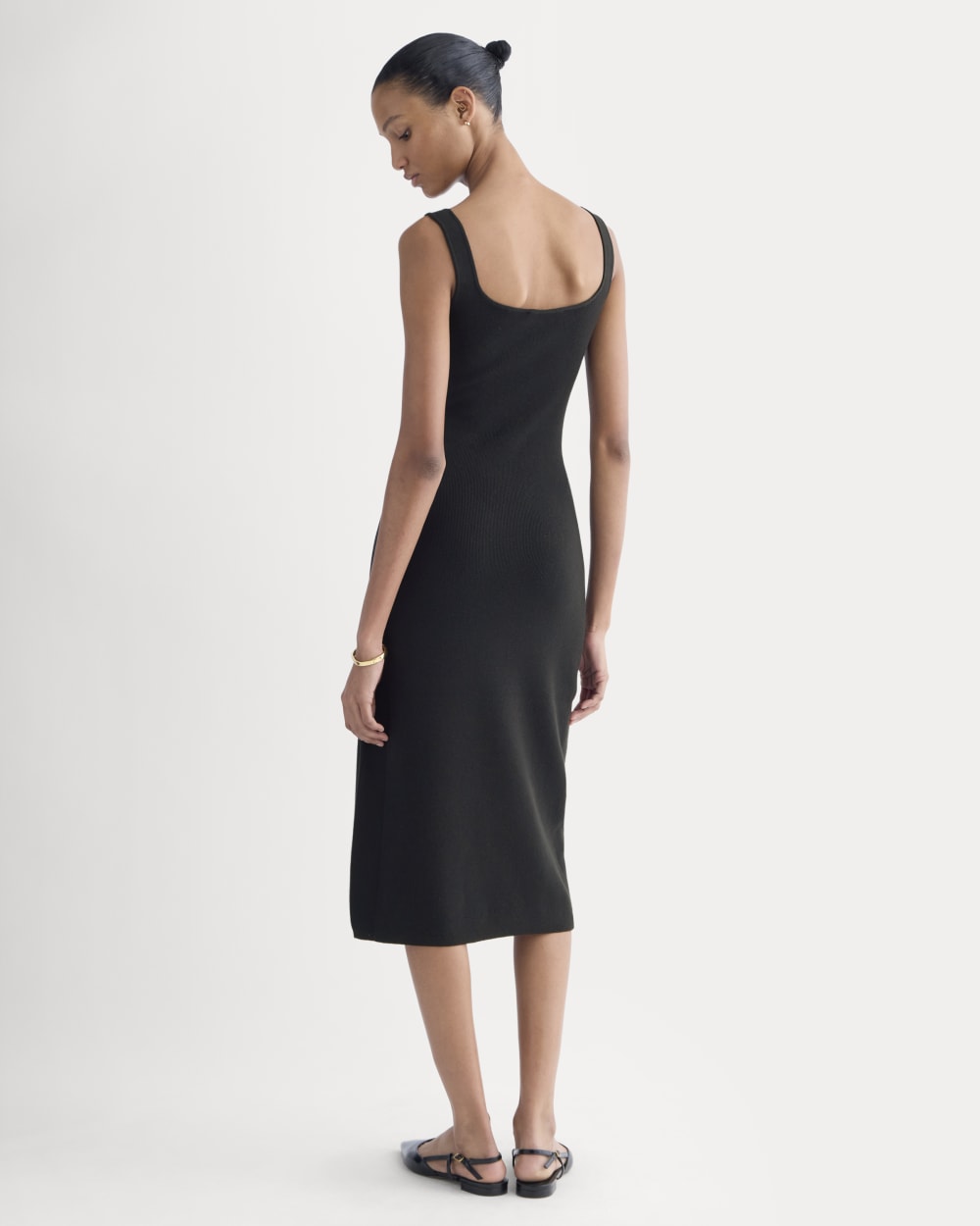 Knit Square-Neck Midi Dress | Black - Image 4