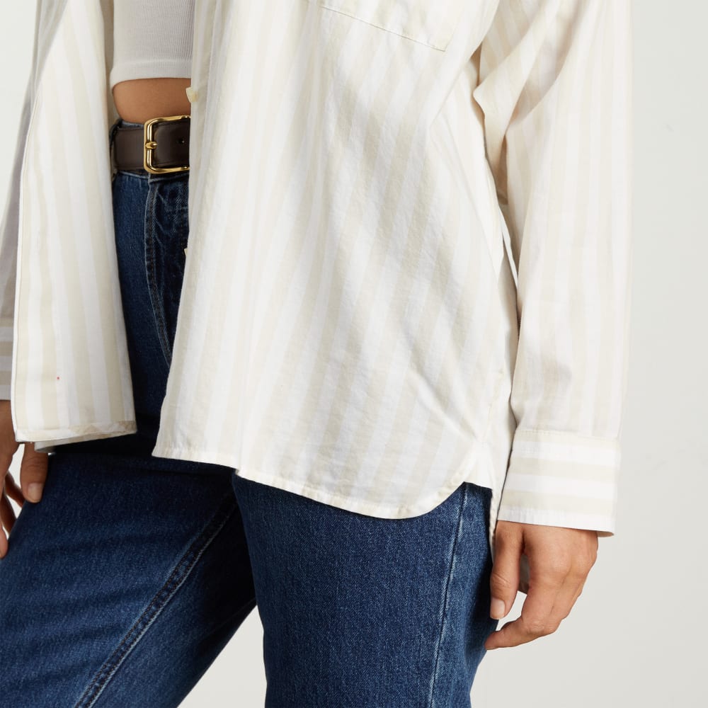 The Oversized Silky Cotton Shirt | Sand / White - Image 6
