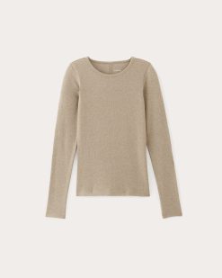 Alternative view of The Luxe Rib Long-Sleeve Crew | Heathered Tan