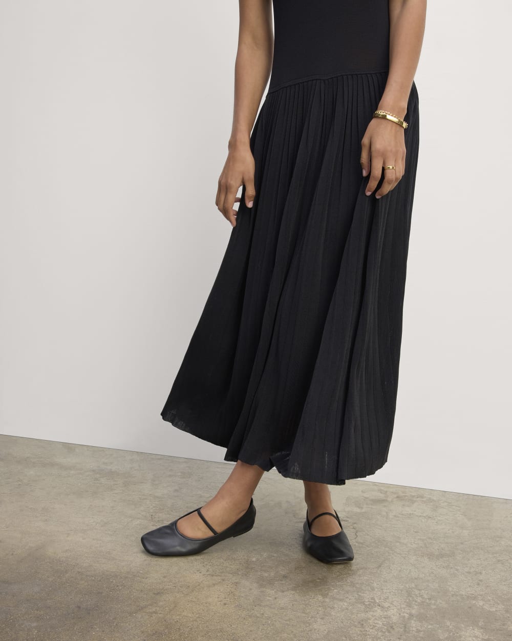 The Knit Pleated Dress | Black - Image 3