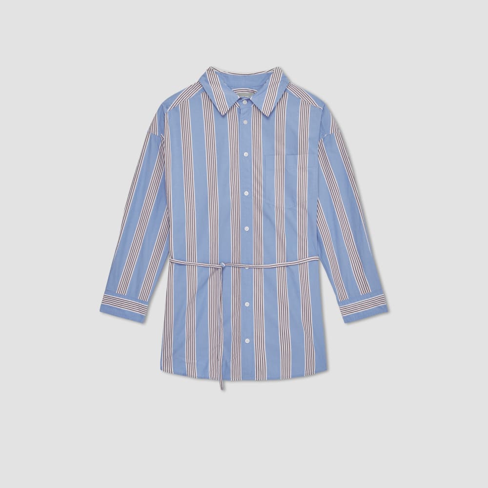 The Poplin Tie Back Shirt | Blue Opal / Cabernet / White - Image 2
