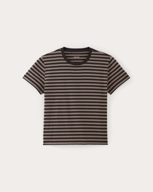 Alternative view of The Box-Cut Tee in Essential Cotton | Artist Clay / Black | No Pocket