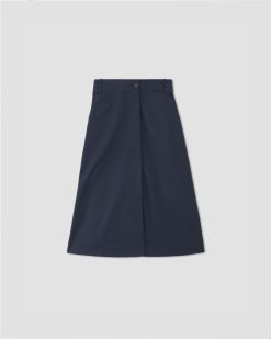 Alternative view of The Structured Cotton A-Line Skirt | Navy