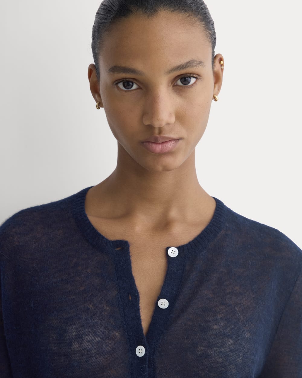 The Air Alpaca™ Short-Sleeve Cardigan | Navy - Image 4