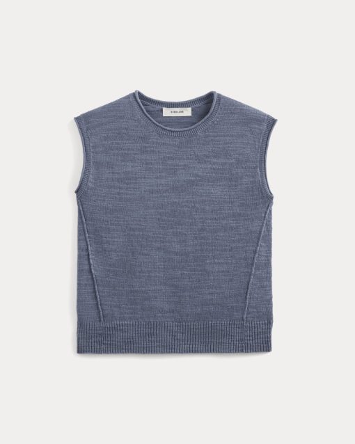 Alternative view of The Muscle Sweater in Cotton Linen | Indigo