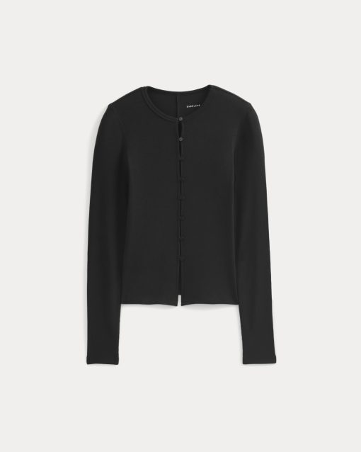 Alternative view of Luxe Rib Button-Up Top | Black