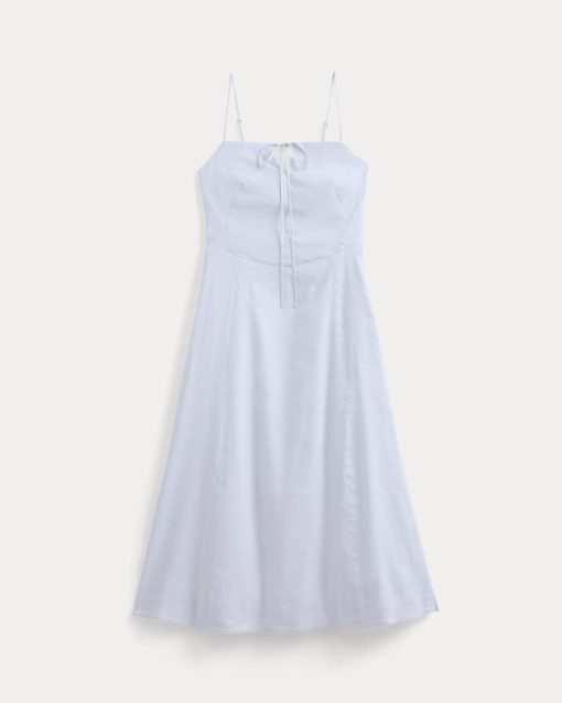 Alternative view of Tie-Neck Dress in Stretch Linen | Skywriting