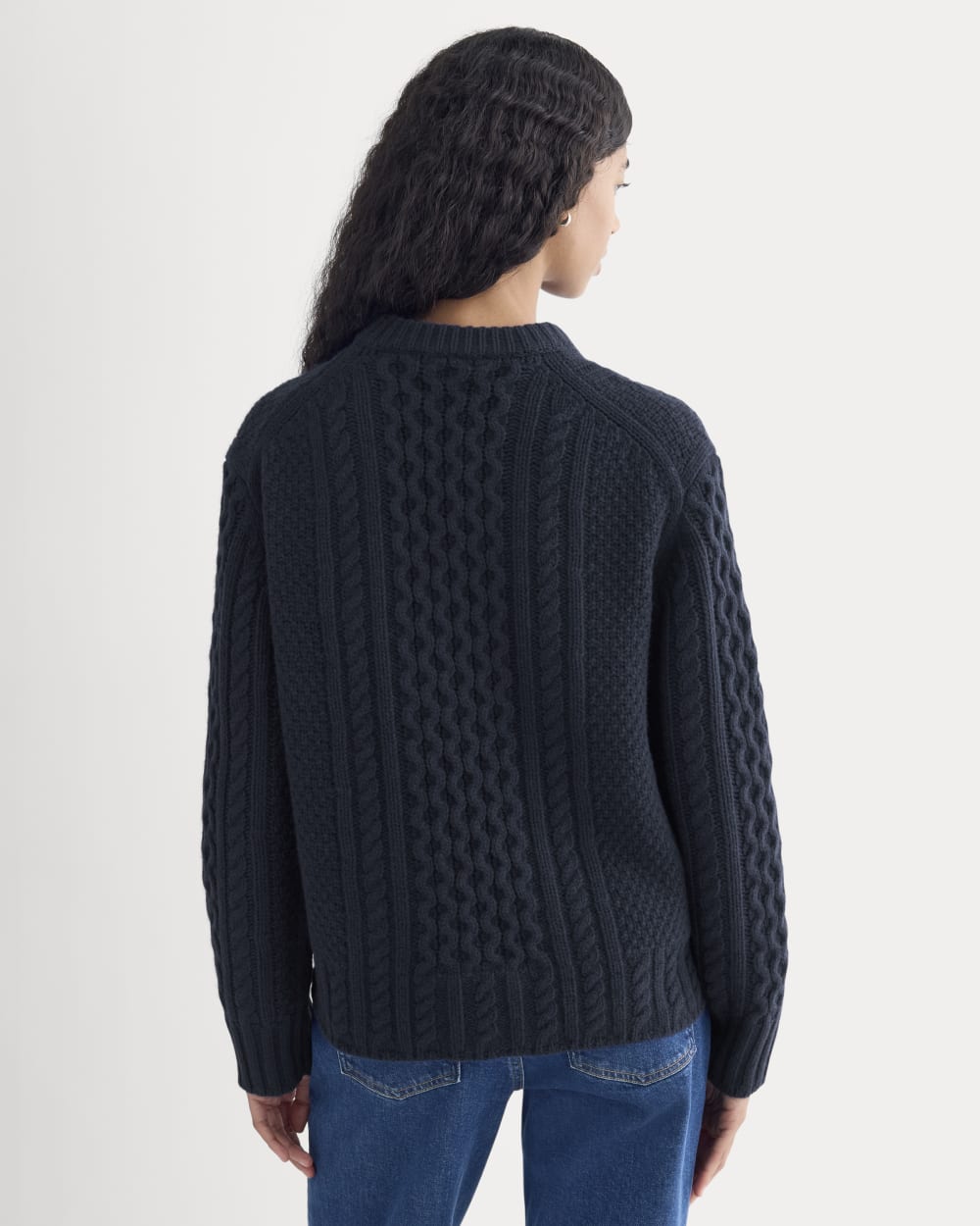 Cable Sweater in Luxe Merino | Navy - Image 9