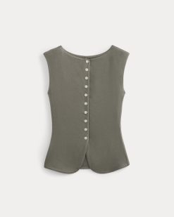 Alternative view of Sleeveless Button-Up in Butterluxe | Taupe