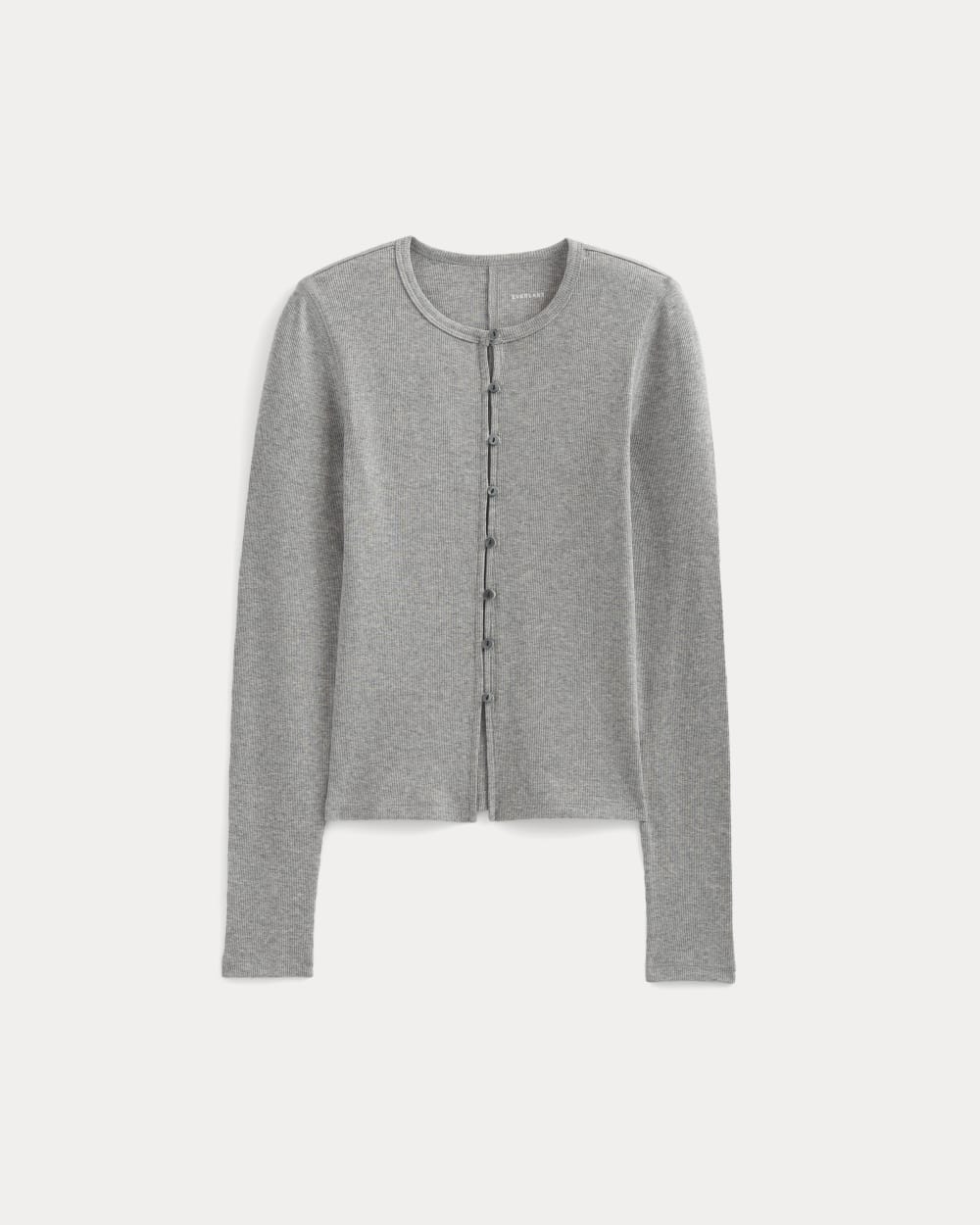 Luxe Rib Button-Up Top | Heathered Light Grey - Image 2