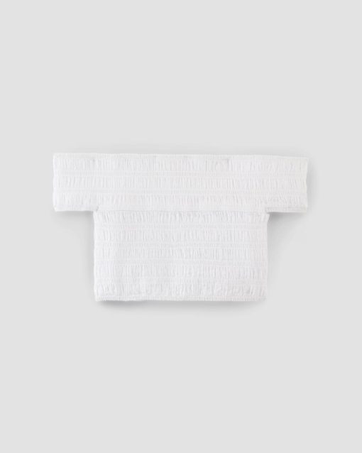 Alternative view of The Gauze Smock Top | White