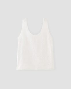 Alternative view of The Linen Eyelet Scoop-Neck Tank | White Eyelet