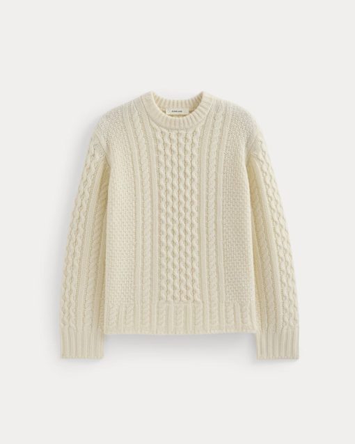 Alternative view of Cable Sweater in Luxe Merino | Bone