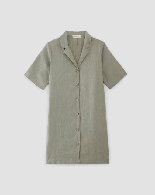 Alternative view of The Shirtdress in Linen | Sage Green
