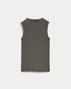Alternative view of The Luxe Rib Funnel-Neck Tank | Heathered Fatigue