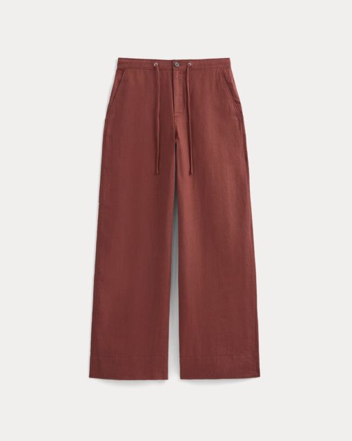 Alternative view of Wide-Leg Drawstring Pant in Linen | Henna Red