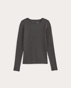 Alternative view of The Luxe Rib Long-Sleeve Crew | Heathered Soot