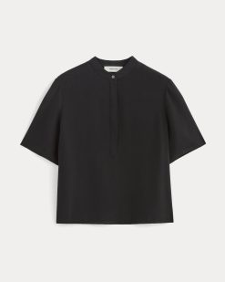 Alternative view of The Popover Top in Washable Silk | Black