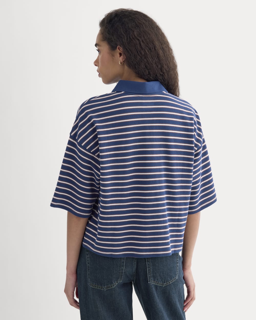 Pique Boxy Polo | Estate Blue/Henna/Gardenia - Image 5