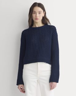 Open-Knit Crew in Elevated Cotton | Navy