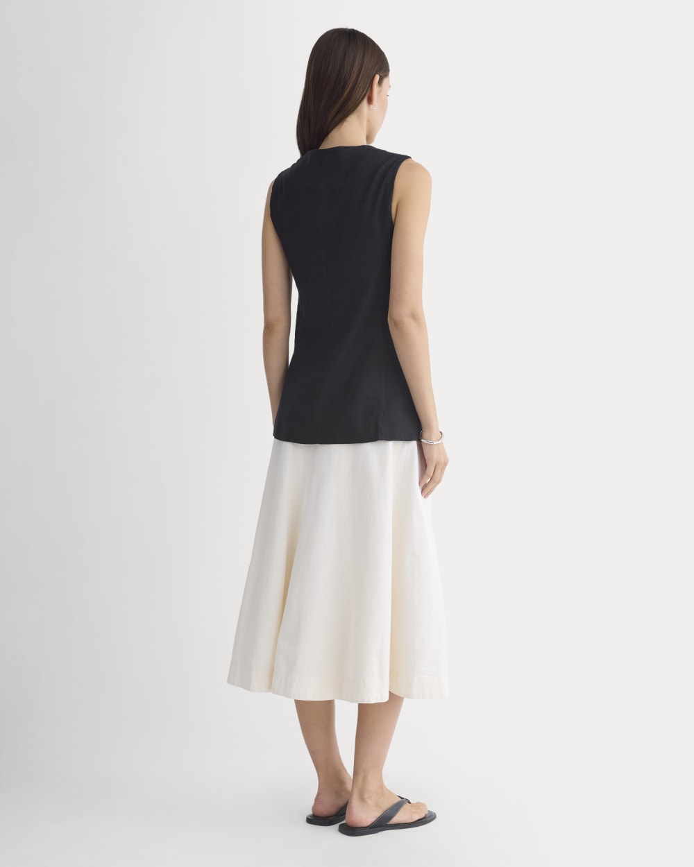 Long Vest in Stretch Linen | Black - Image 5