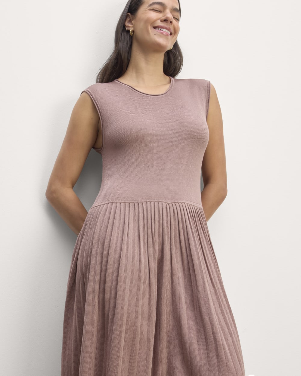 The Knit Pleated Dress | Dusty Rose - Image 3