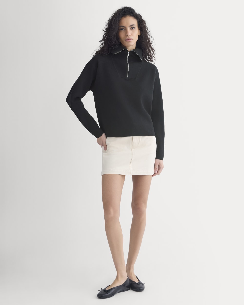 Double Knit Half-Zip in Cotton Merino | Black - Image 4