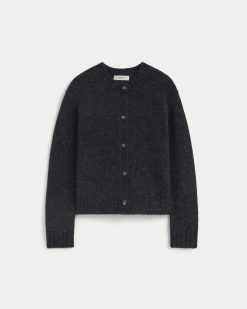 Alternative view of The Crew Cardigan in Alpaca | Heathered Black