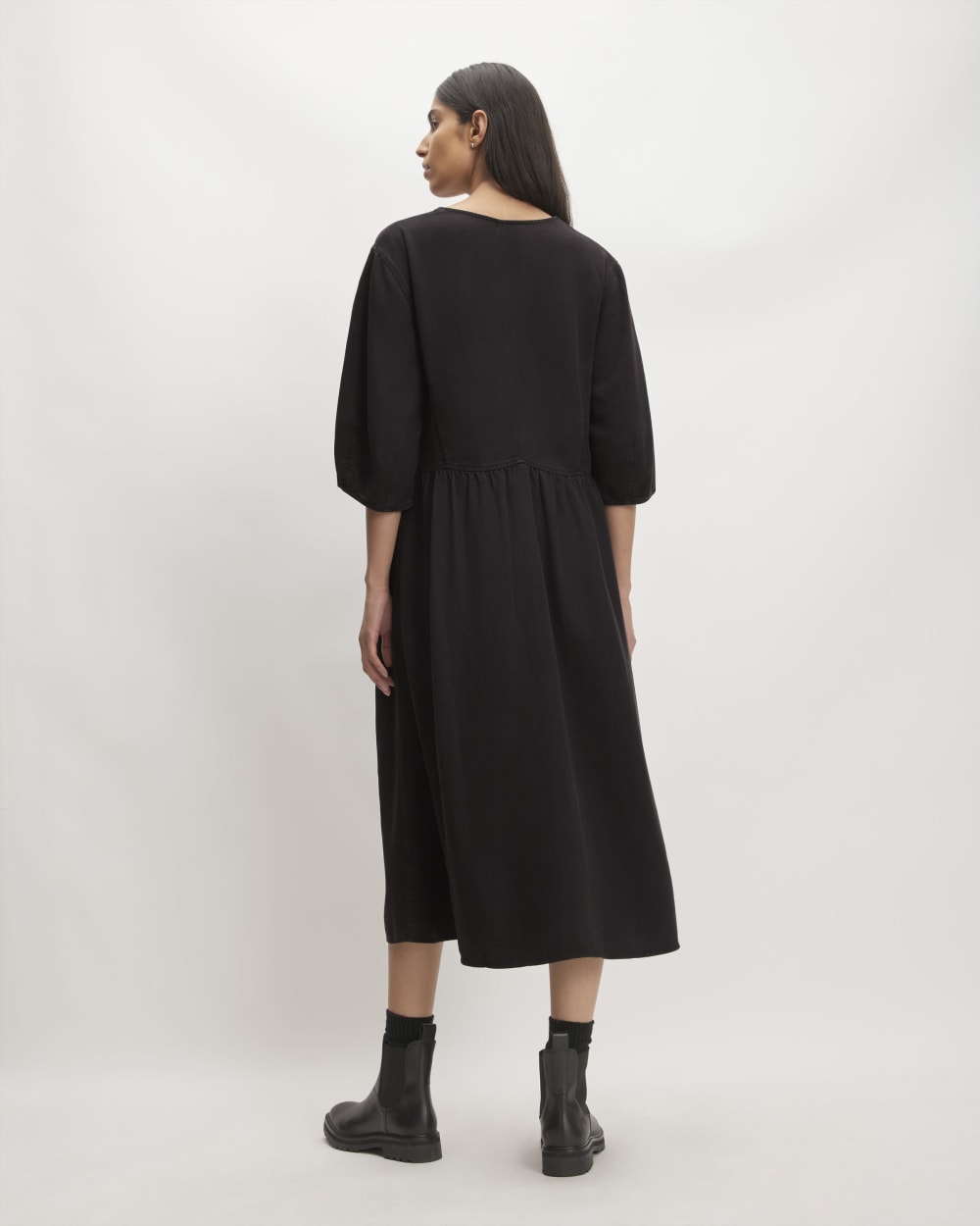 The TENCEL™ Puff-Sleeve Dress | Black - Image 4